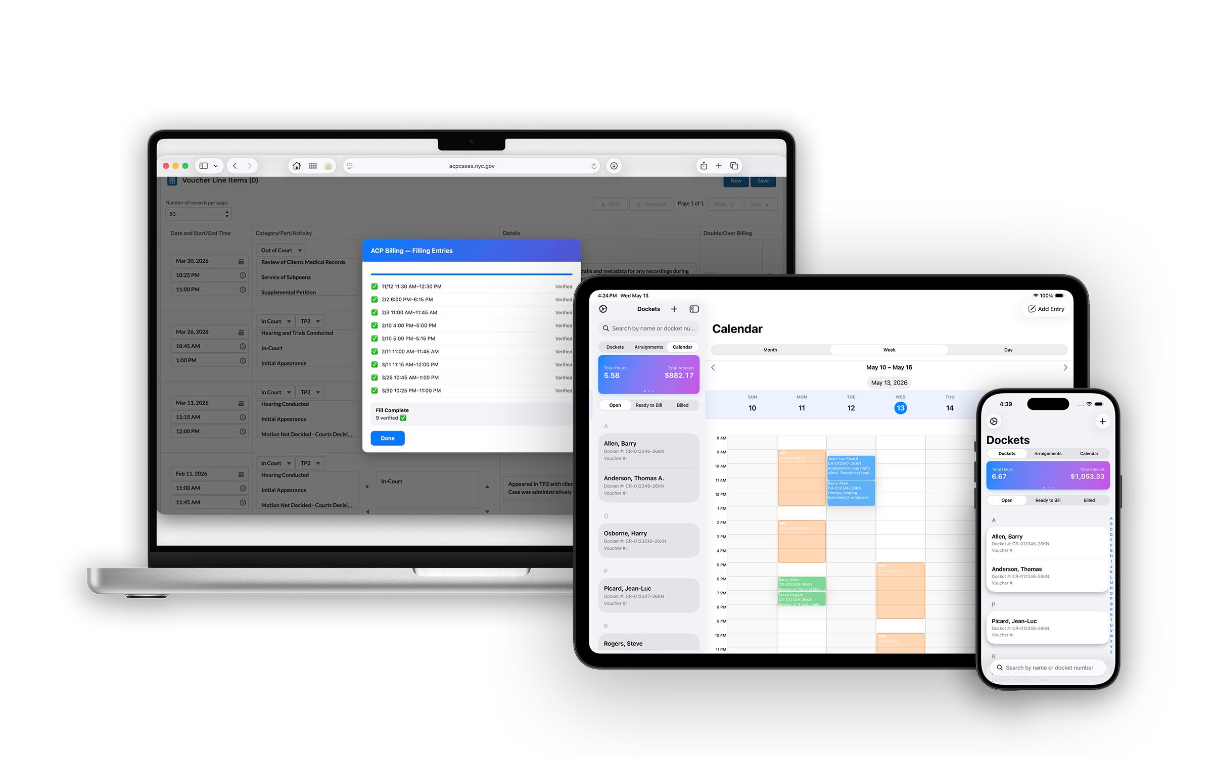 ACP Billing shown across Mac, iPad, and iPhone